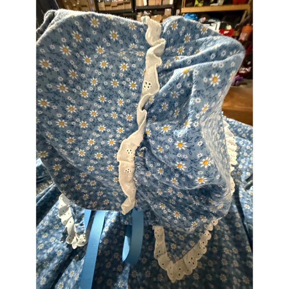 VTG Prairie Maxi Dress with Bonnet Cottagecore Pioneer Holly Hobby Costume - Picture 5 of 12